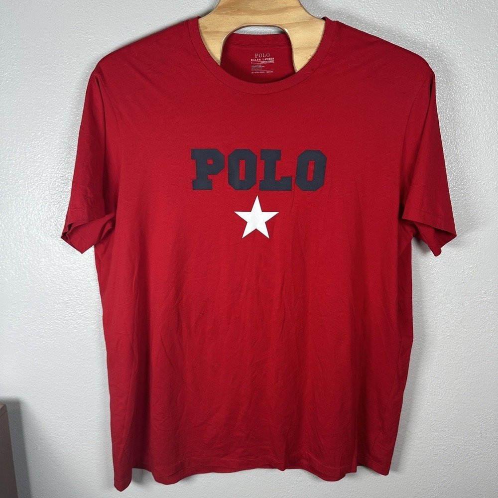 Polo Ralph Lauren Performance Mens 3XLTall Red Graphic Logo TShirt Star American - Picture 2 of 5